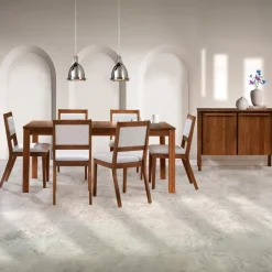 Table with Extension Leaf (54" to 70") and 6 Chairs - Brown