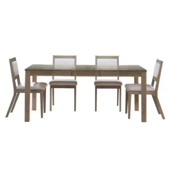 Table with Extension Leaf (54” to 70”) and 4 Chairs - Ash Wood