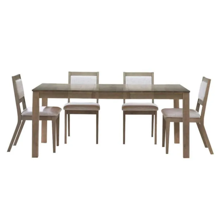 Table with Extension Leaf (54” to 70”) and 4 Chairs - Ash Wood