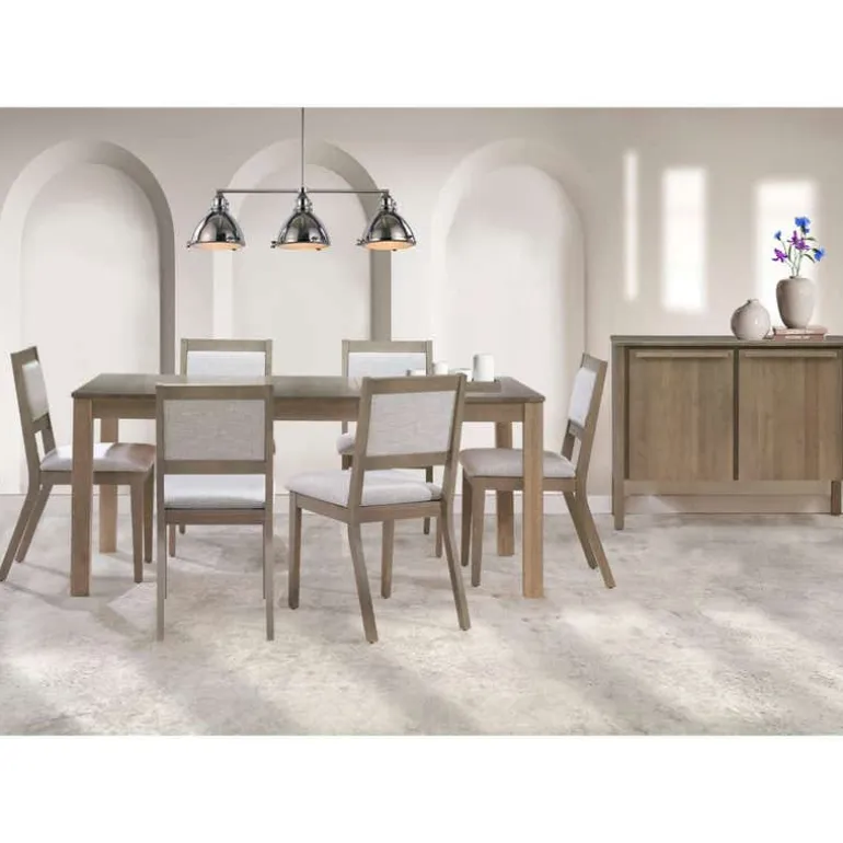 Table with Extension Leaf (54" to 70") and 6 Chairs - Ash Wood