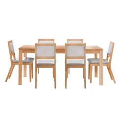 Table with Extension Leaf (54" to 70") and 6 Chairs - Natural