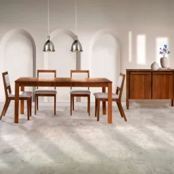 Table with Extension Leaf (54" to 70") and 4 Chairs - Brown