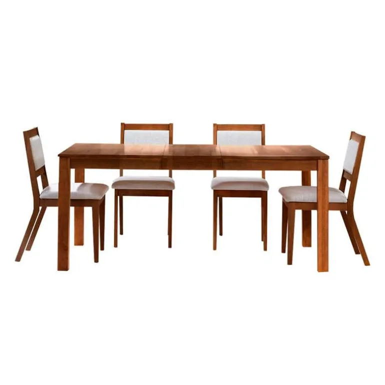 Table with Extension Leaf (54" to 70") and 4 Chairs - Brown