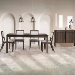 Table with Extension Leaf (54" to 70") and 4 Chairs - Slate
