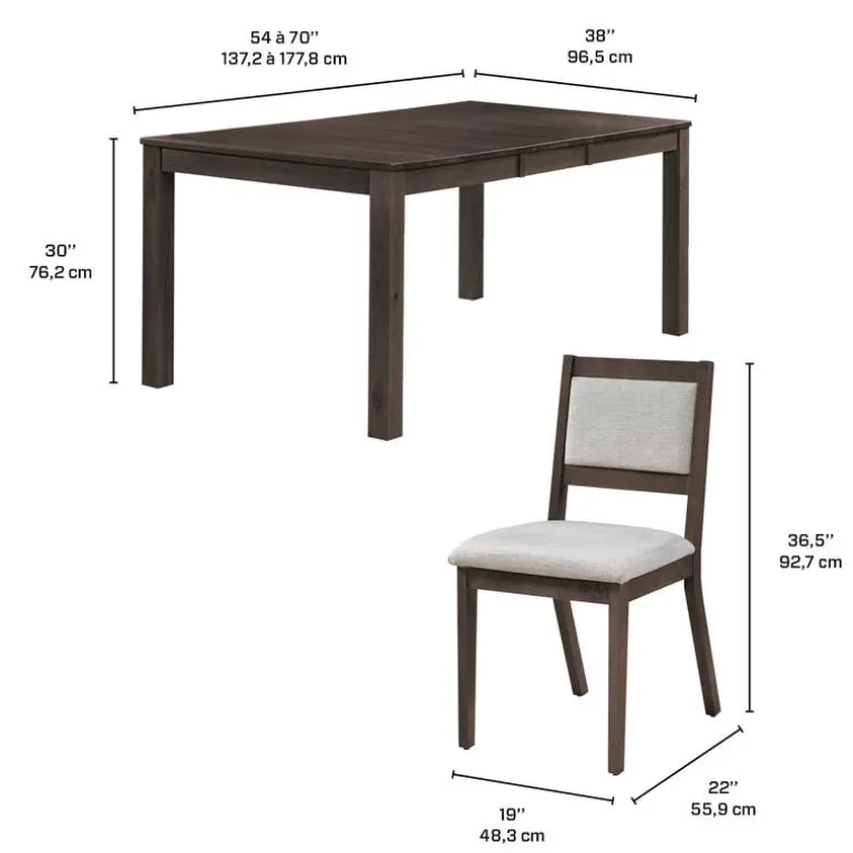 Table with Extension Leaf (54" to 70") and 4 Chairs - Slate