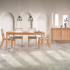 Table with Extension Leaf (54" to 70") and 4 Chairs - Natural