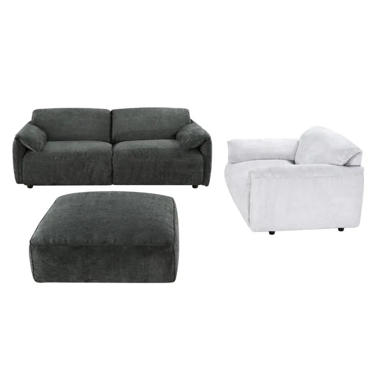 Textured Velvet Feather-Filled Armchair - Beige