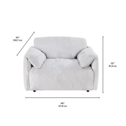 Textured Velvet Feather-Filled Armchair - Beige