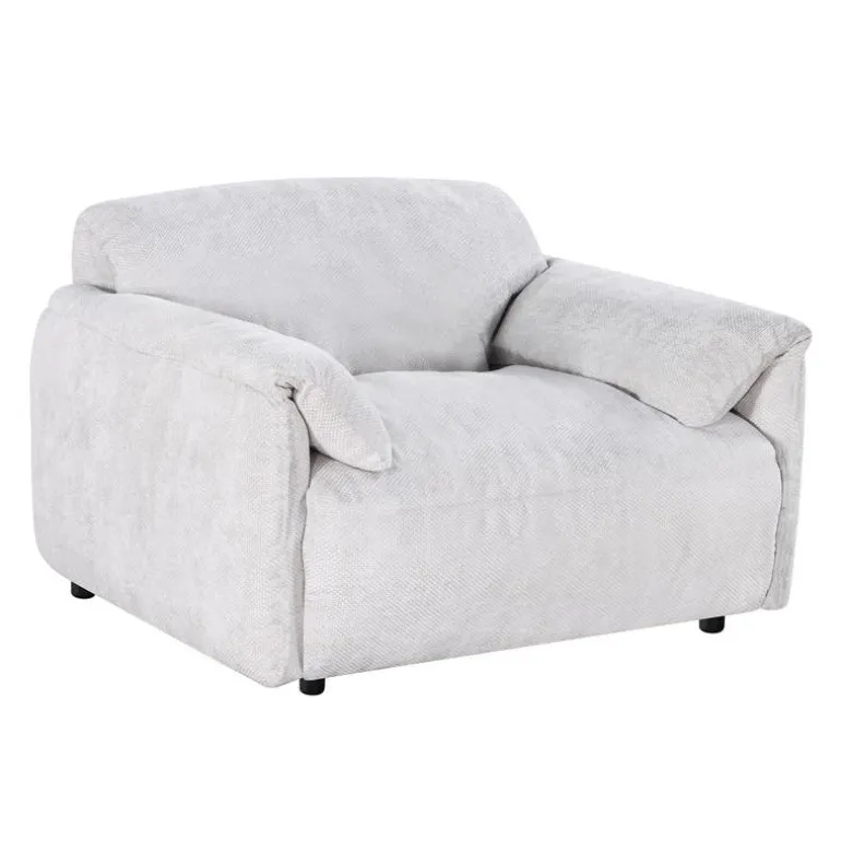 Textured Velvet Feather-Filled Armchair - Beige