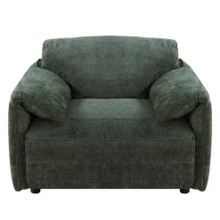 Textured Velvet Feather-Filled Armchair - Dark Green