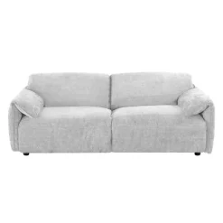 Textured Velvet Feather-Filled Sofa - Beige