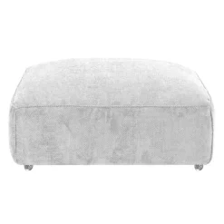 Textured Velvet Ottoman on Casters - Beige