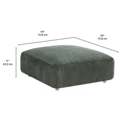 Textured Velvet Ottoman on Casters - Dark Green