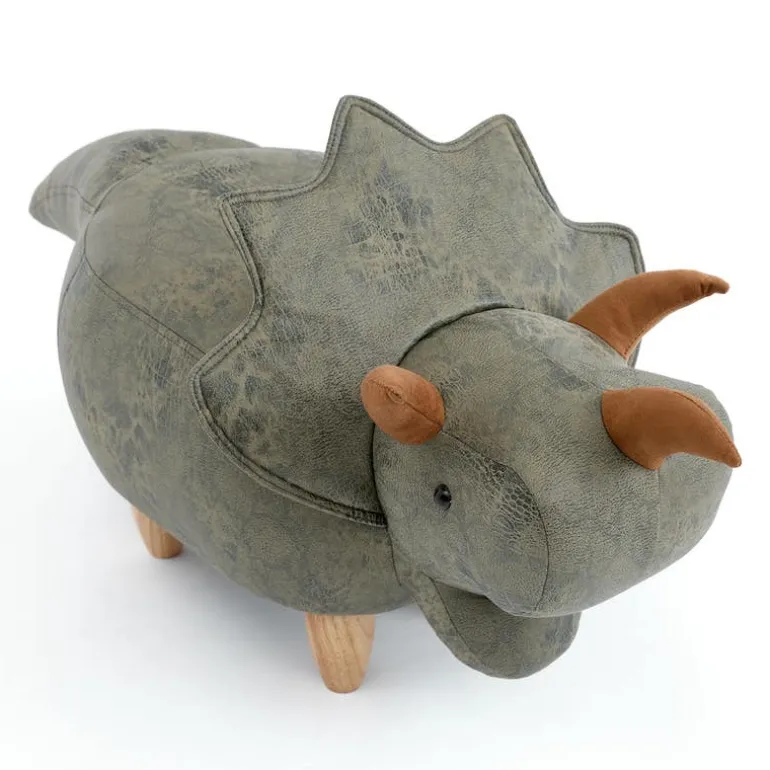Triceratops-Shaped Kids Pouf – 37.8" x 14.2" x 14.6"