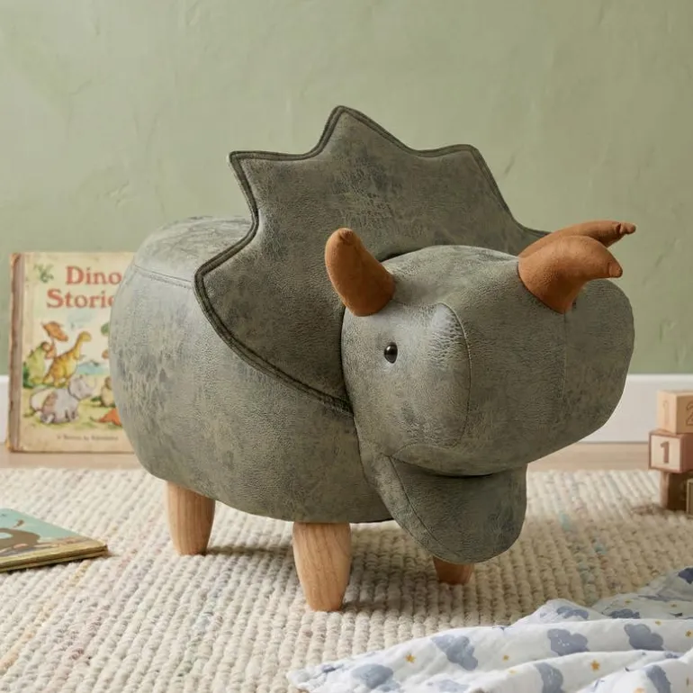 Triceratops-Shaped Kids Pouf – 37.8" x 14.2" x 14.6"
