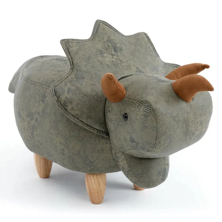 Triceratops-Shaped Kids Pouf – 37.8" x 14.2" x 14.6"