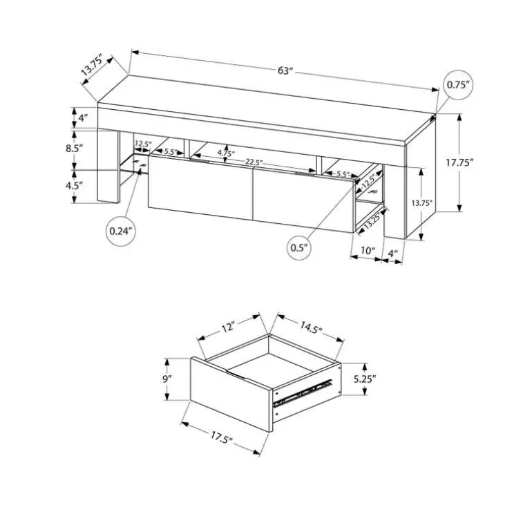 TV Stand with Drawers 63" - Monarch