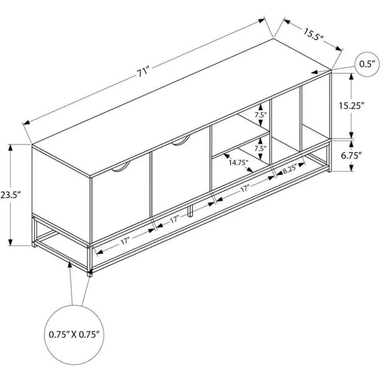 TV Stand with Storage 72" - Monarch