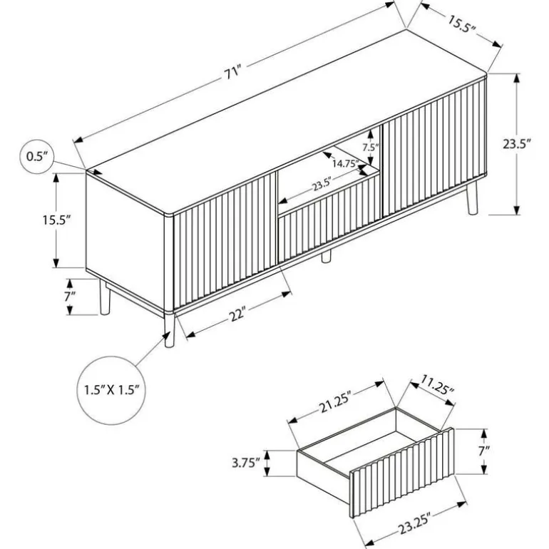 TV Stand with Storage 72" - Monarch