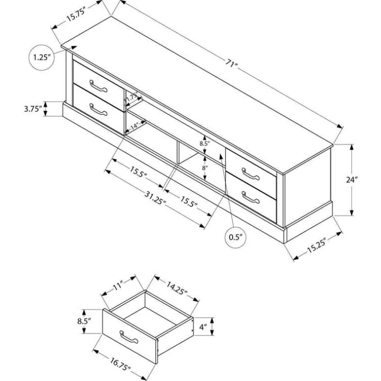 TV Stand with Storage 72" - Monarch