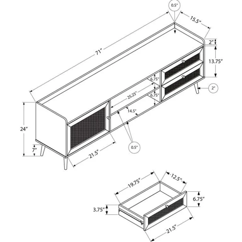 TV Stand with Storage 72" - Monarch