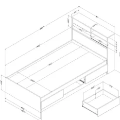Twin Bed with 3-Drawer Storage and Headboard (39