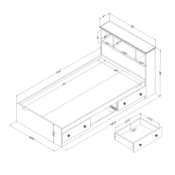 Twin Bed with 3-Drawer Storage and Headboard (39
