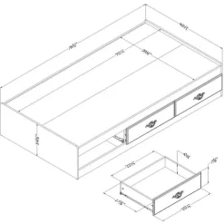 Twin Bed with 3-Drawer Storage (39") - South Shore