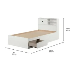 Twin Bed with 3-Drawer Storage and Headboard (39