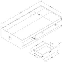 Twin Bed with 3-Drawer Storage (39'') - South Shore