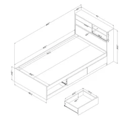 Twin Bed with 3-Drawer Storage and Headboard (39") - South Shore