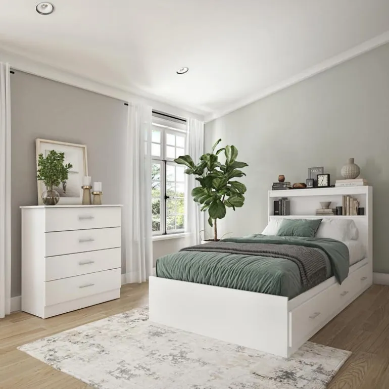 Twin Bed with 3-Drawer Storage, Headboard and Dresser (39")