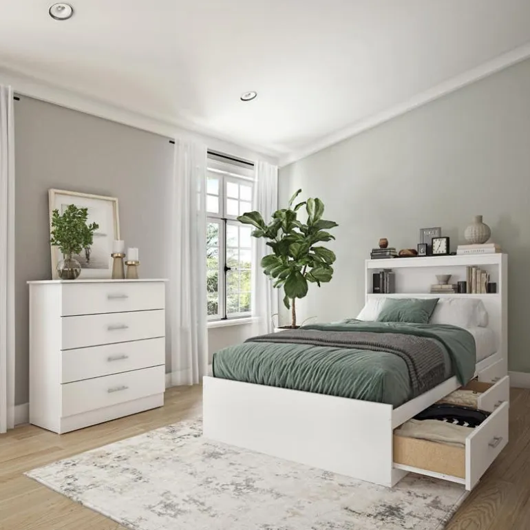 Twin Bed with 3-Drawer Storage, Headboard and Dresser (39")
