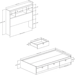 Twin Bed with 3-Drawer Storage and Headboard (39") - South Shore