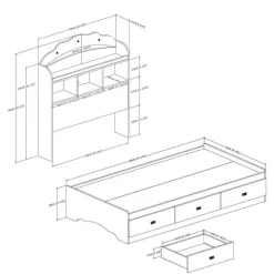 Twin Bed with 3-Drawer Storage and Headboard (39