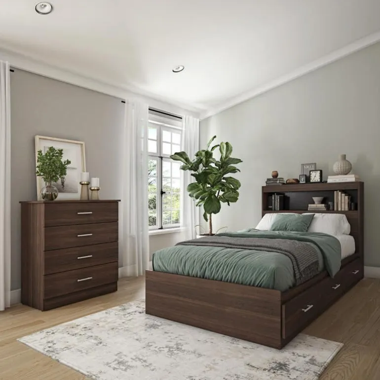Twin Bed with 3-Drawer Storage, Headboard and Dresser (39")