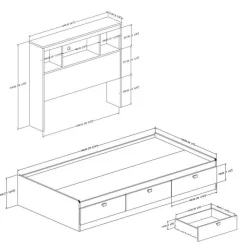 Twin Bed with 3-Drawer Storage and Headboard (39") - South Shore