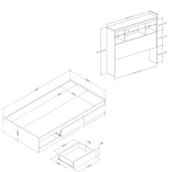 Twin Bed with 3-Drawer Storage and Headboard (39") - South Shore