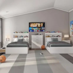 Twin Bed with 3-Drawer Storage and Headboard (39")