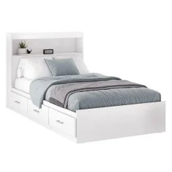 Twin Bed with 3-Drawer Storage and Headboard (39