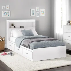 Twin Bed with 3-Drawer Storage and Headboard (39