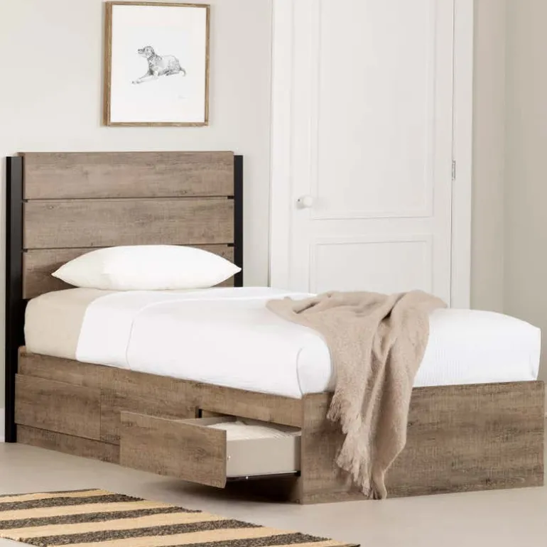 Twin Bed with 3-Drawer Storage and Headboard (39") - South Shore