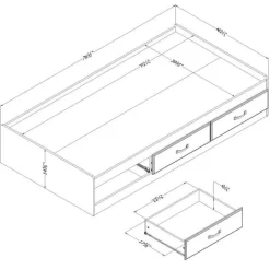 Twin Bed with 3-Drawer Storage (39