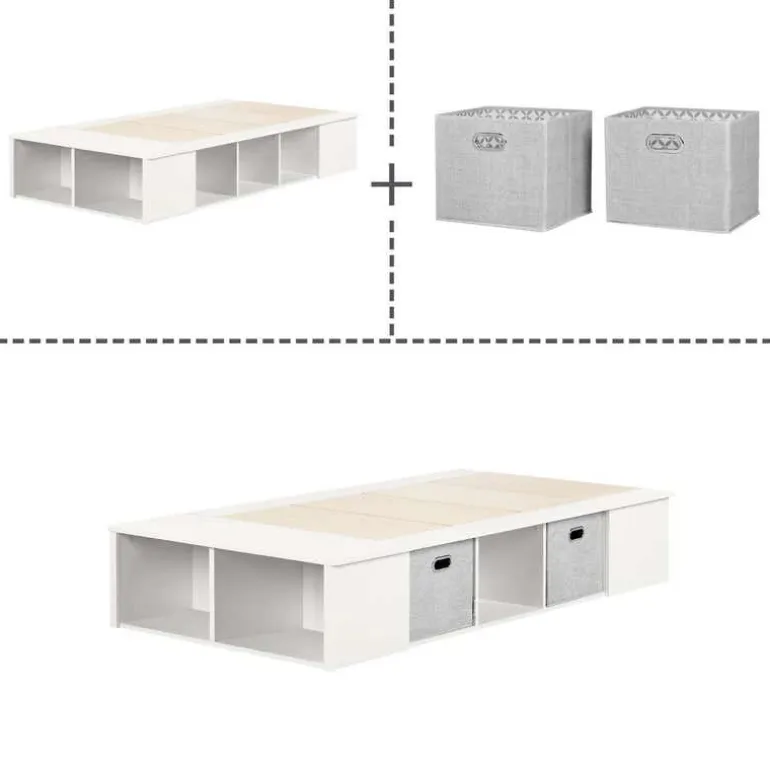 Twin Bed with Storage and Baskets (39") - South Shore