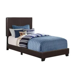 Twin Leather-Look Bed with Headboard (39