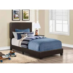 Twin Leather-Look Bed with Headboard (39