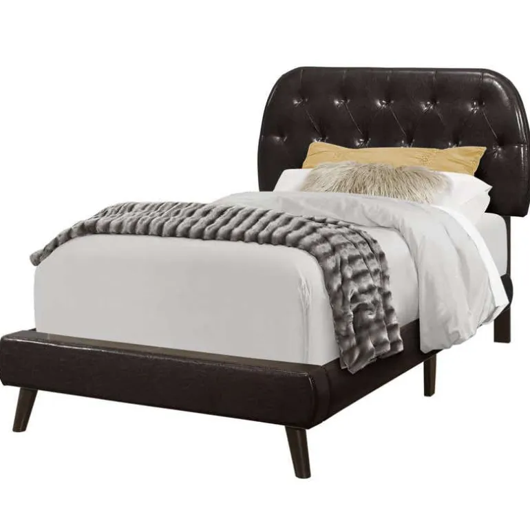 Twin Leather-Look Bed with Headboard (39")