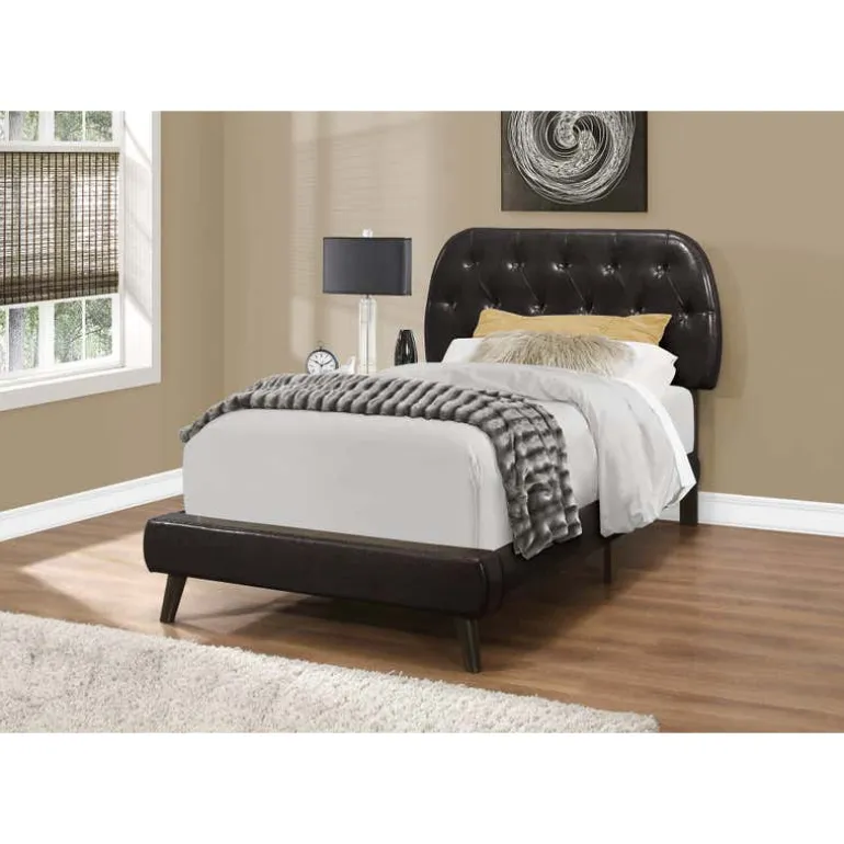 Twin Leather-Look Bed with Headboard (39")