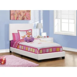 Twin Leather-Look Bed with Headboard (39")