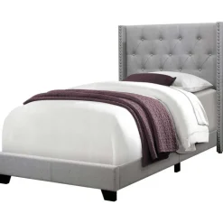 Twin Linen Bed with Headboard (39